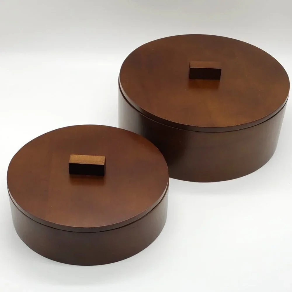 2 Stackable Natural Wood Boxes, Storage Trinkets Jewelry Décor